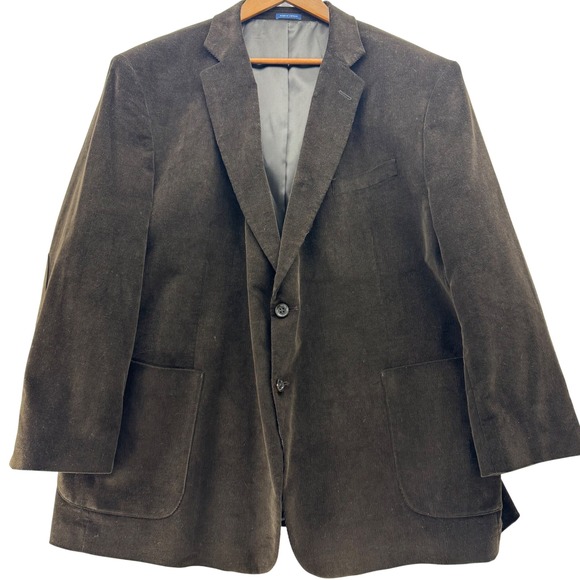 Stafford Brown Corduroy Blazer Jacket Men's 52R Big and Tall Classic Elbow Patch - Picture 1 of 10